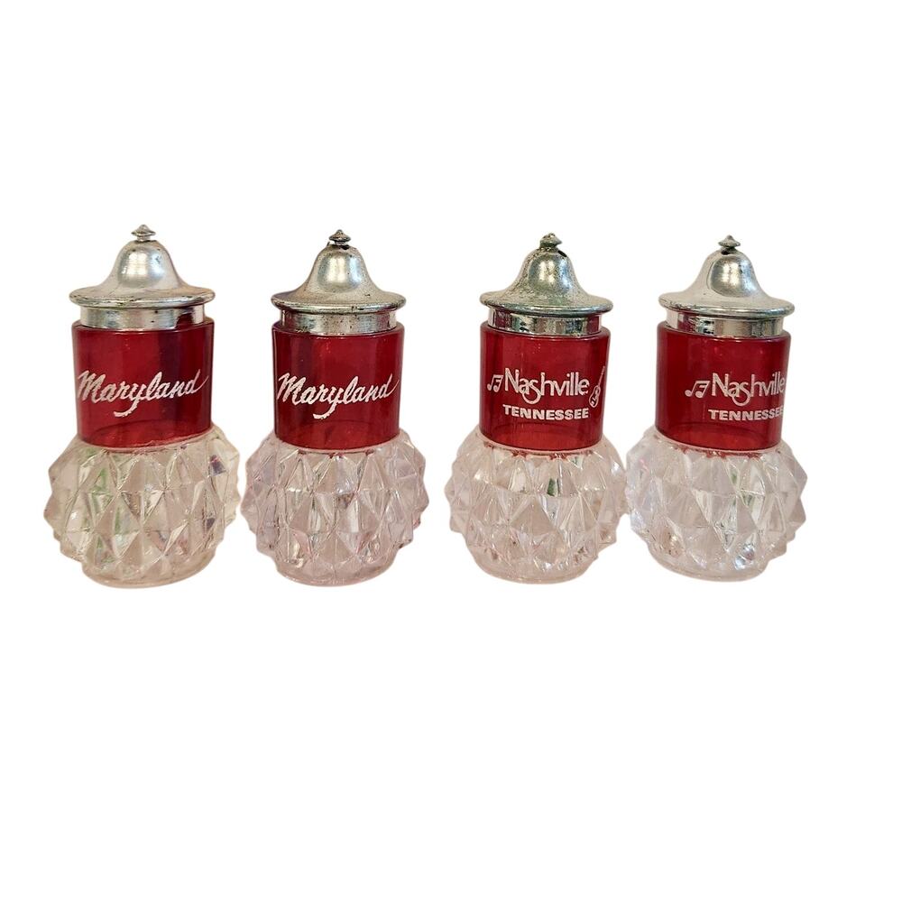 Vintage Maryland And Nashville‎ TN State Souvenir Salt and Pepper Shakers 2 Sets